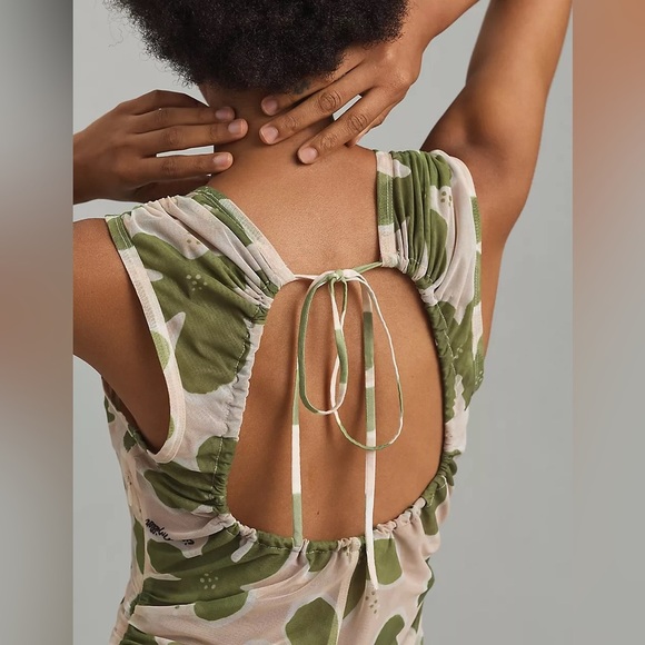 Simon Miller Tangier Printed Mesh Midi Dress in Green Seashell Flora Size XS - Picture 11 of 15